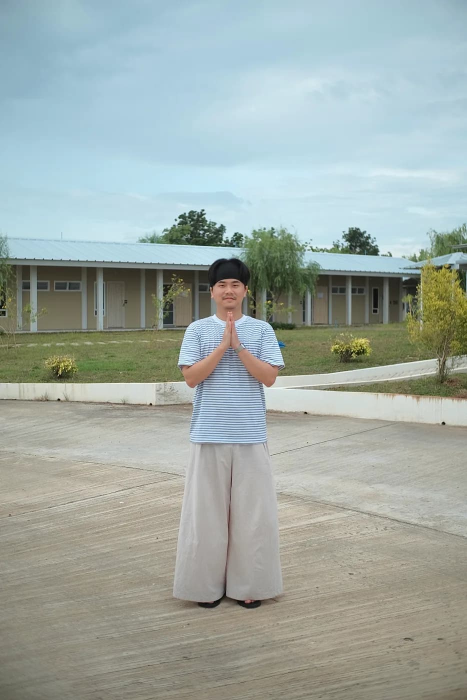 A prayer gesture at a Vipassana meditation center